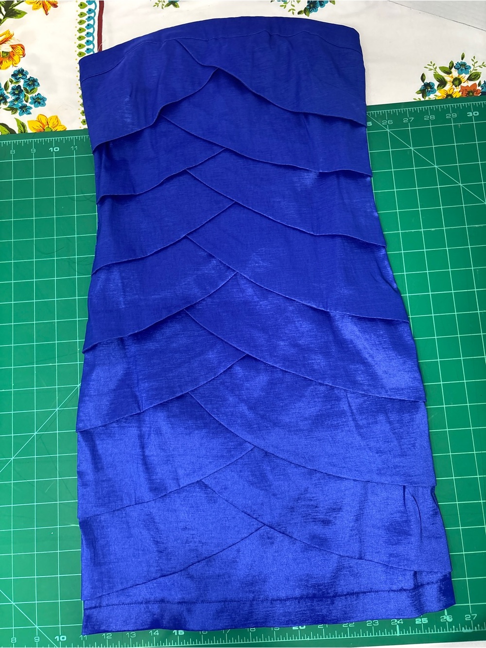 Dynamite size 3 Strapless Royal Blue Tiered Bodycon Mini Dress Grad Bridal